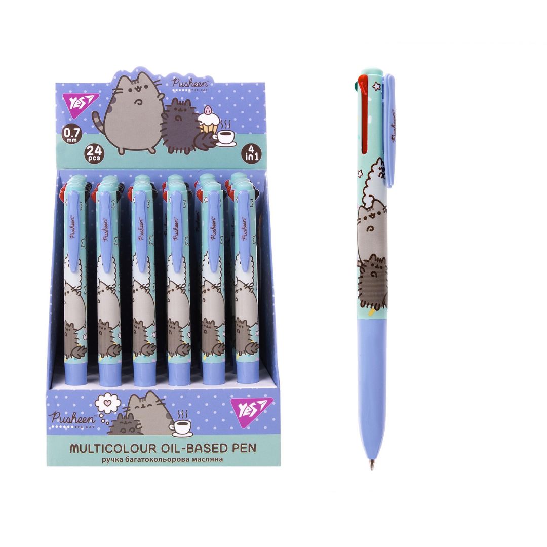 Ручка кулькова Yes "Pusheen" 0,7 мм 4 кольори