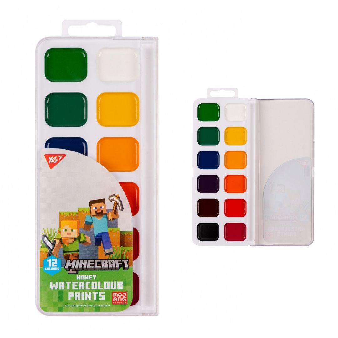 Фарби акварельні Yes Minecraft 12 цв. медові б/п