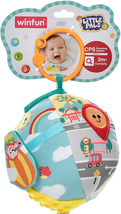 М'ячик 0268-NI WinFun  підвіска на візок, брязкальце, плюш, лист