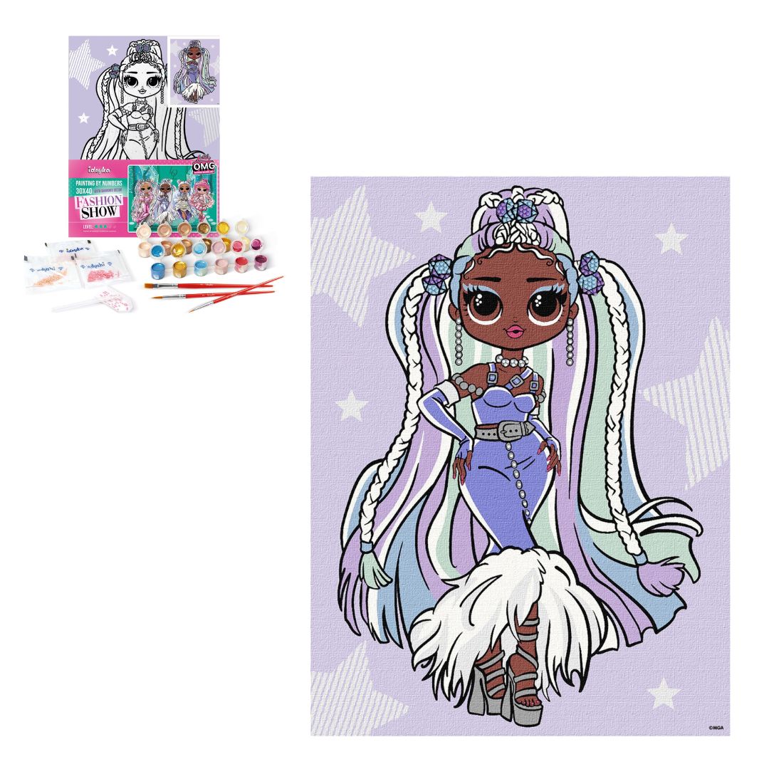 Набір для розпису по номерах для дітей "L.O.L. Surprise! O.M.G. Fashion show Lady Braids" зі стразам