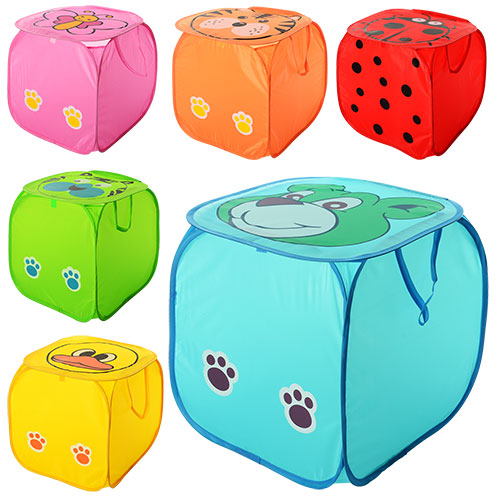 Кошик для іграшок M 2508 тварина, кришка липучка, ручки, 6 видів, кул., 45-45 см