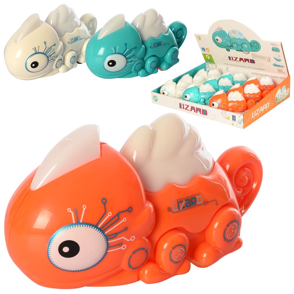 Заводна  іграшка HY-707 хамелеон, їздить, 9 шт. (3 кольори) в диспл., 39-8,5-31 см.