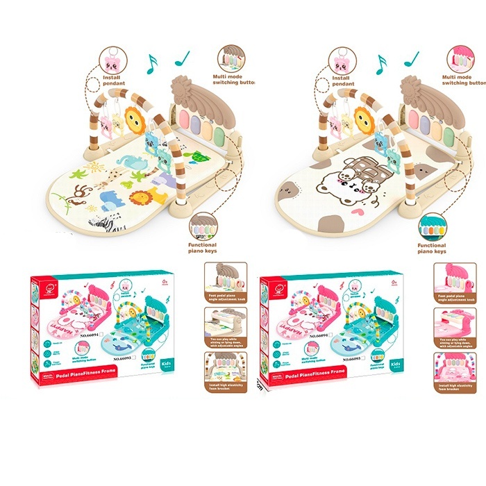 Килимок для немовляти 66095-66099.70-47см,дуга,підв5шт.піан-муз.світ. на бат-ці,в кор-ці 36-26,5-8см