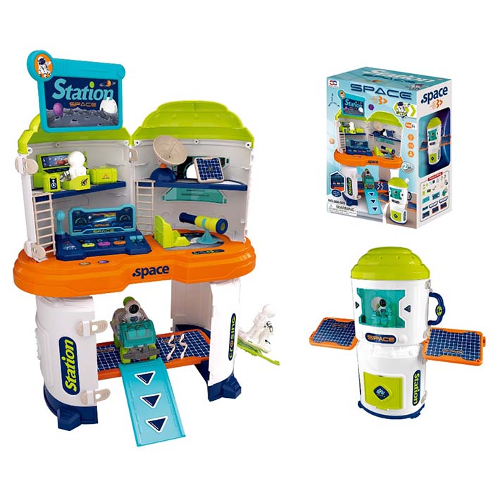 Набір з фігурками 008-503 2в1,стіл/косм. база,ракета,транспорт,фігурки,муз.,світло,бат.,кор.,26-43,5