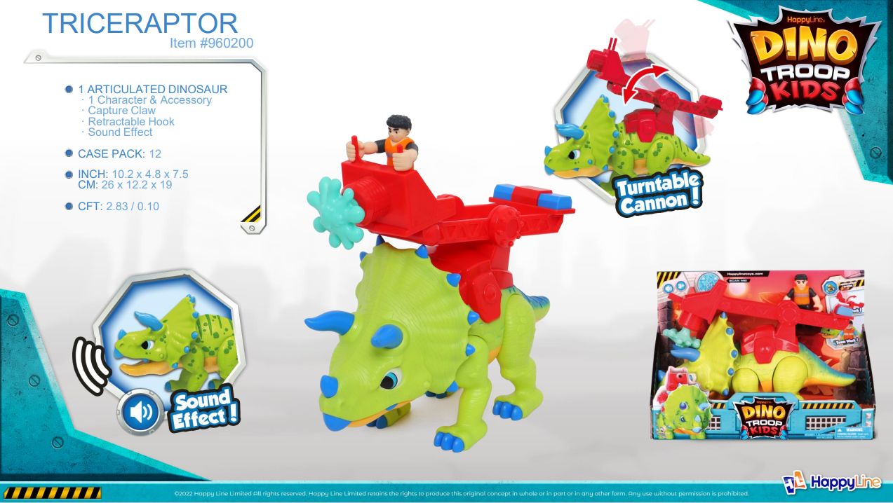 Динозавр 960200 трицератопс, фігурка, муз., бат.(табл.), кор., 26,5-12,5-19 см.