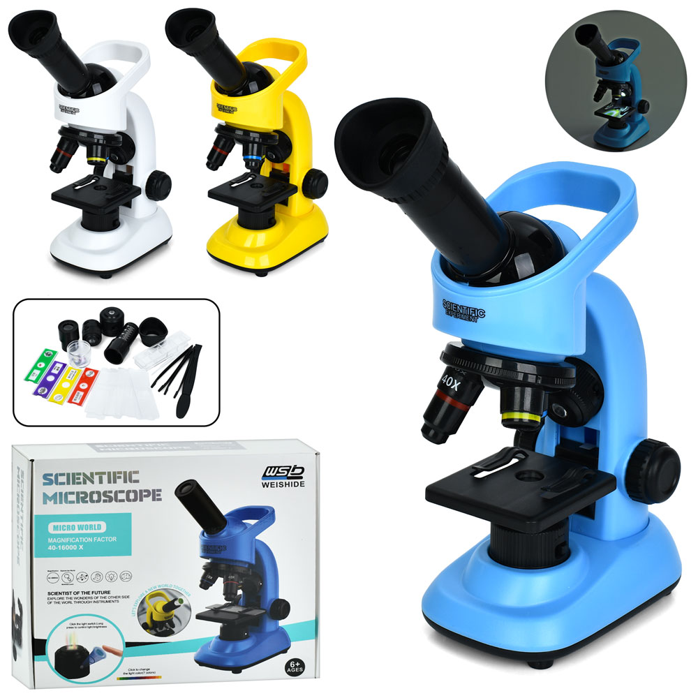 Оптичний прилад W5807A мікроскоп,світло,пінцет,скло,інстр.,3 кольори,бат(табл),в кор., 27,5-24-8,5см