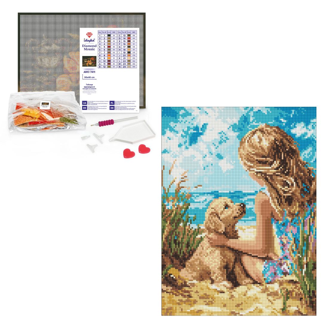 Набір з алмазною мозаїкою "Радісний песик" 30x40см