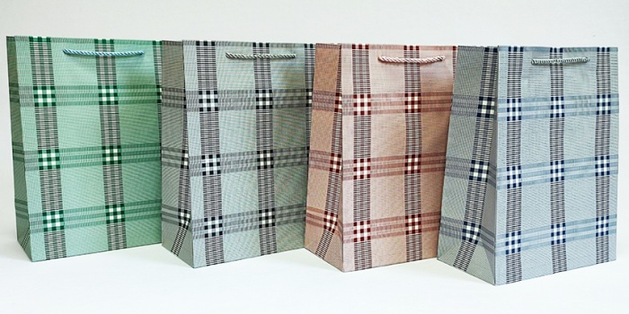 Пакет 25.5*33*12.5см паперовий"Клітинка" 12 шт в пак