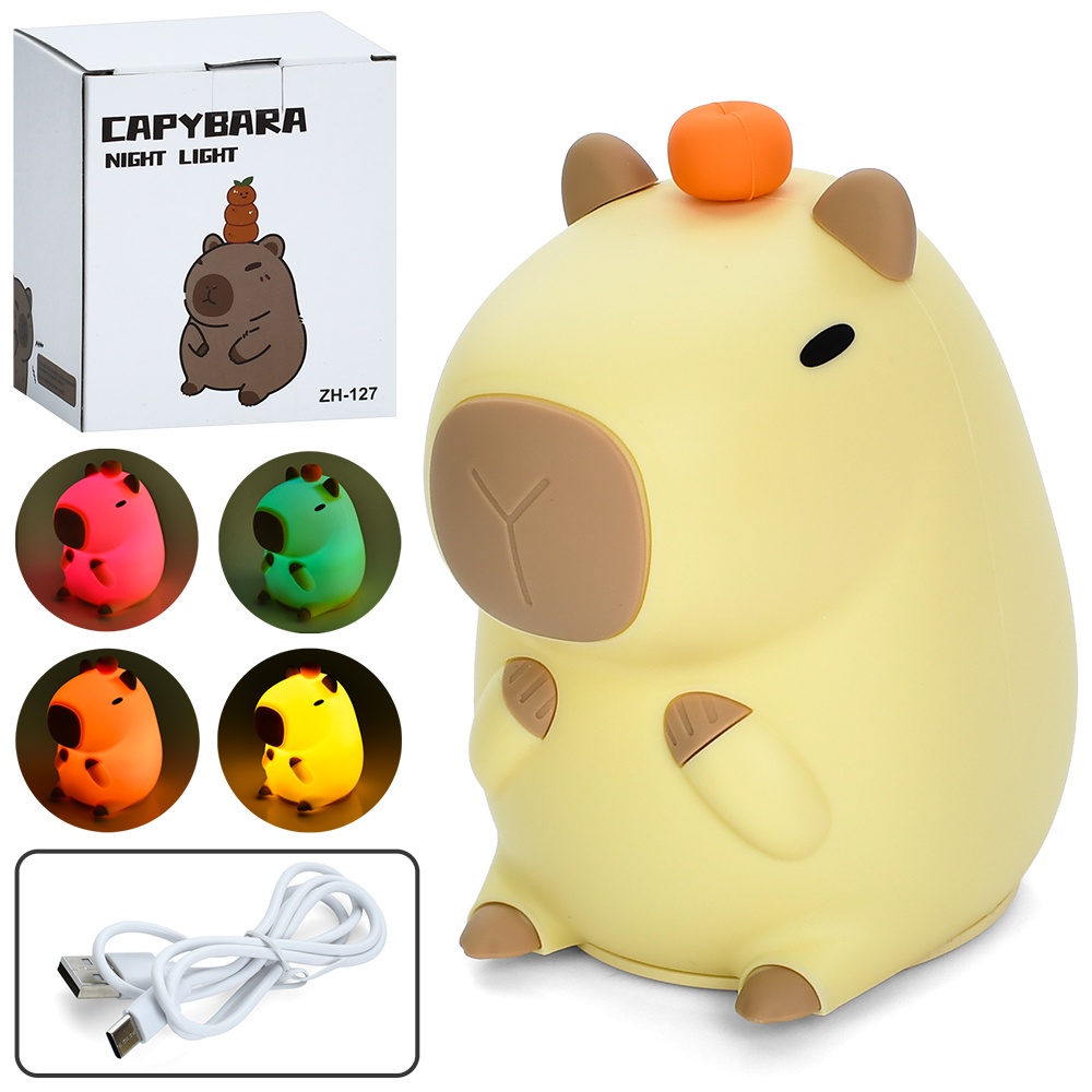 Нічник 8618 капібара, 13-8-10см, світло (кольорове), сенсорний, акум, USB-зарядне, кор.