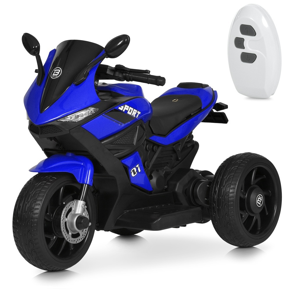 Мотоцикл M 4454ELR-4 радіокер.1акум6V5AH, 2мотора35W, муз, світло, шкіра,колеса EVA, TF, синій