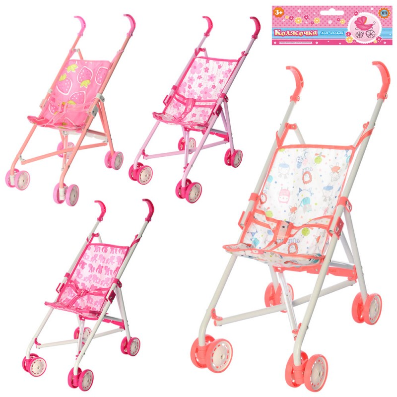 Візок M 0349 U/R для ляльки, мет., прогулянковий, поворот, складн., 3 кольори, 17,5-73-12 см.
