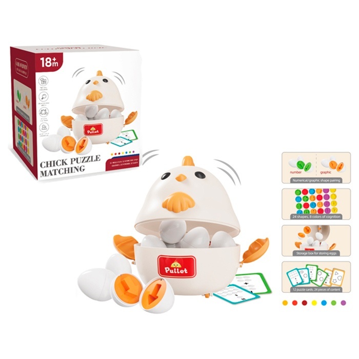 Гра FXB-36 курча, яйця-пазли (цифри, ігури), картки, кор., 18,5-20,5-18,5 см.