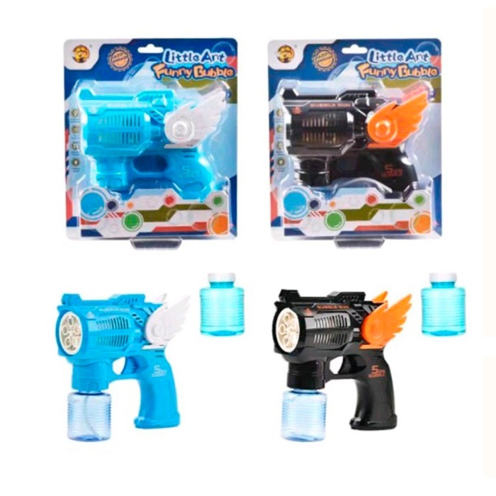 Мильні бульбашки MY10052-2 пістолет,світло,запаска,2 кольори, бат,бліст.21-24,5-7,5см