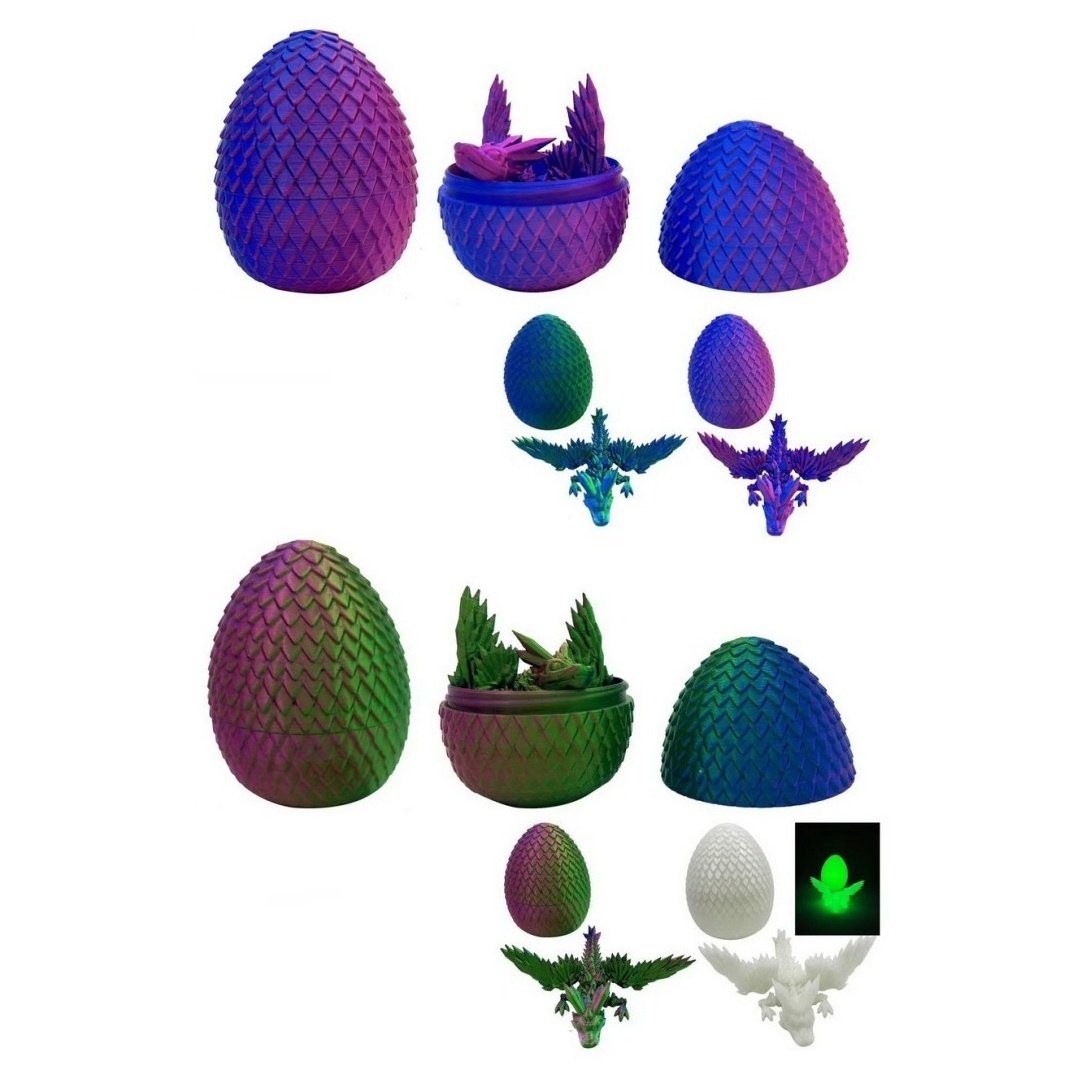 Фігурка LK3401-2 дракон у яйці, 3Dдрук, шарнірний, антистрес, декор, 4 кольори, кул.,10-7-7 см.