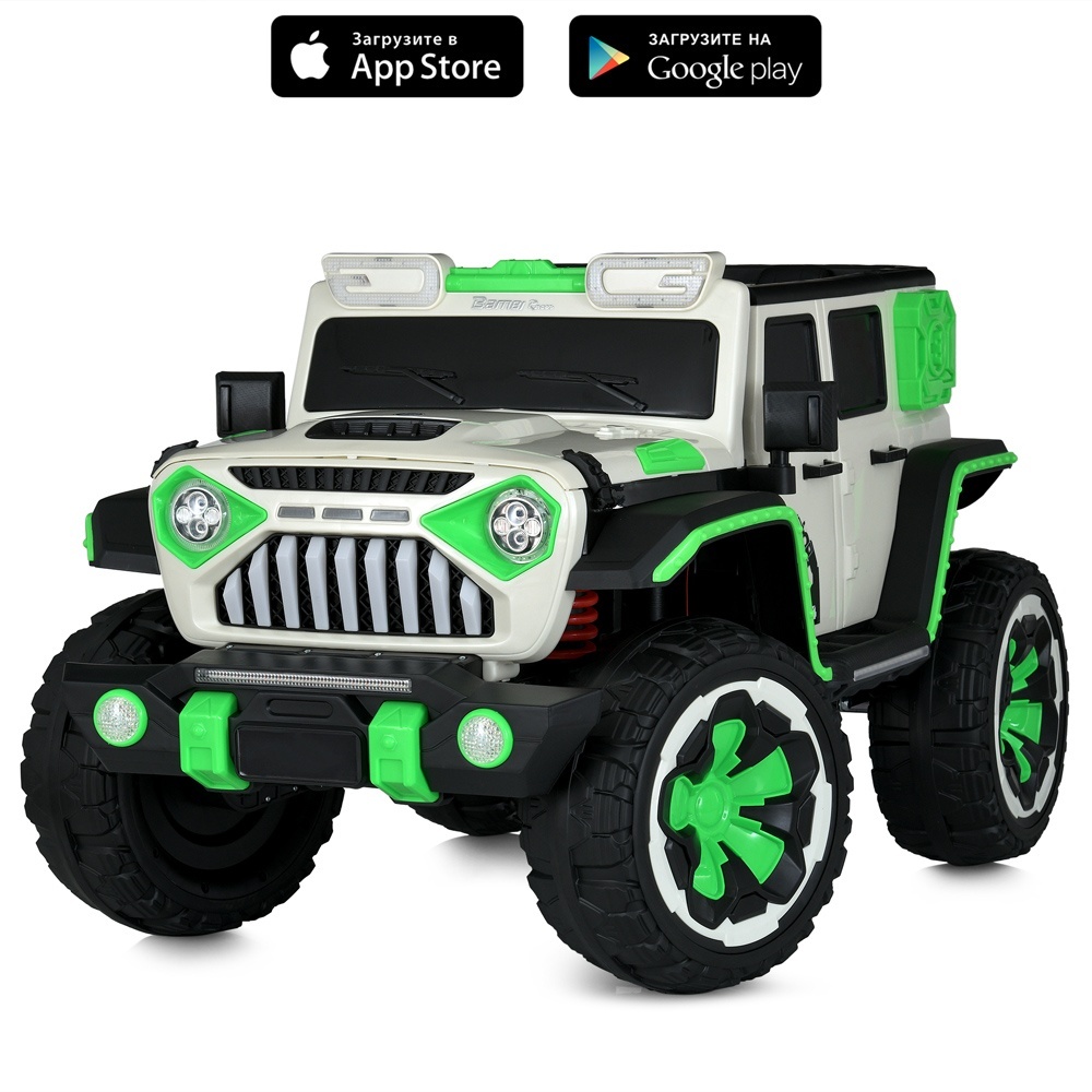 Джип M 5845EBLR-1 радіок.,2,4G, 1*12V12AH, 4*45W, MP3, TF, USB, BТ, EVA, шкіра, муз., світло, білий