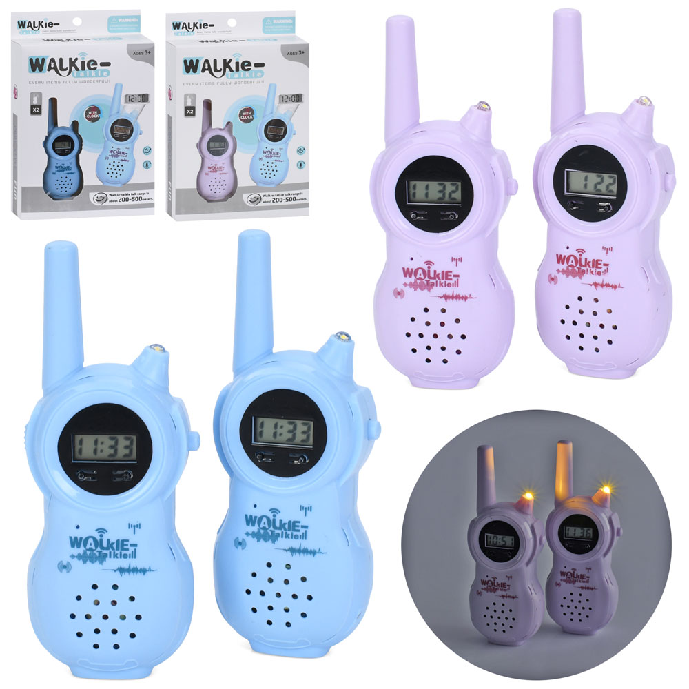 Рація 2533 2шт, 13см, світло, електронний годинник, 2 кольори, на бат-ці, в кор-ці, 16,5-26-4см