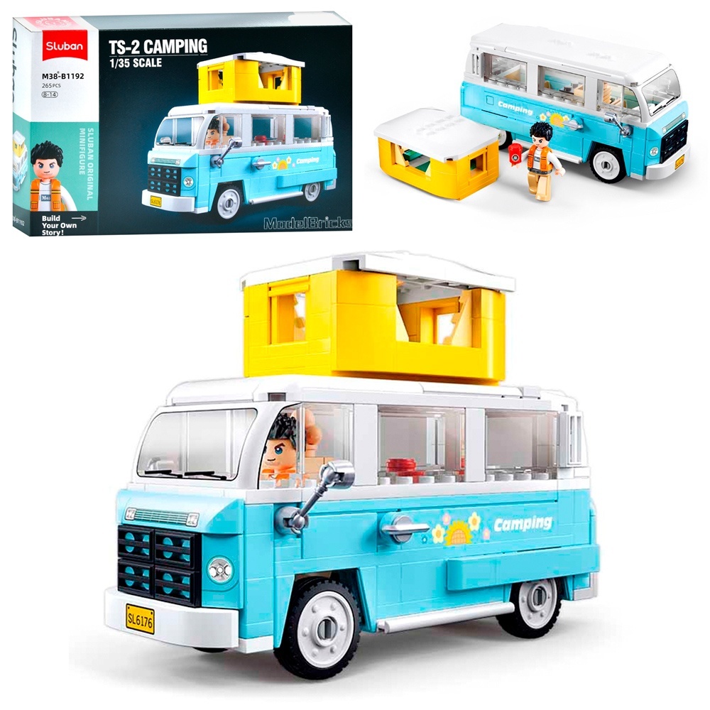 Конструктор SLUBAN M38-B1192 авто серія,автобус/будин.на колесах,1:35,фігурка,265дет.,кор.,30-19-7см