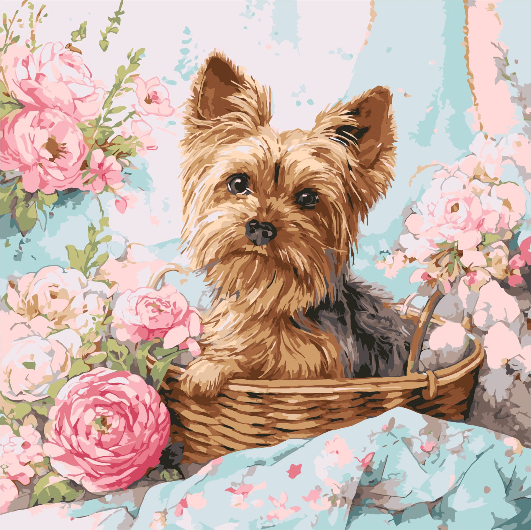 Набір для розпису по номерах "Йорк в кошику" 40х40см