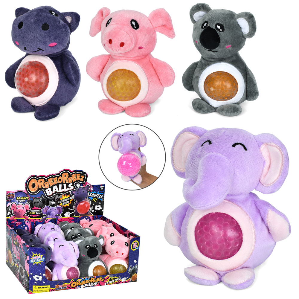 Іграшка MS 4752 тварина 15см, антистрес, орбіз, плюш, 12шт(4 види) в дисплеї, 35,5-15-22,5см