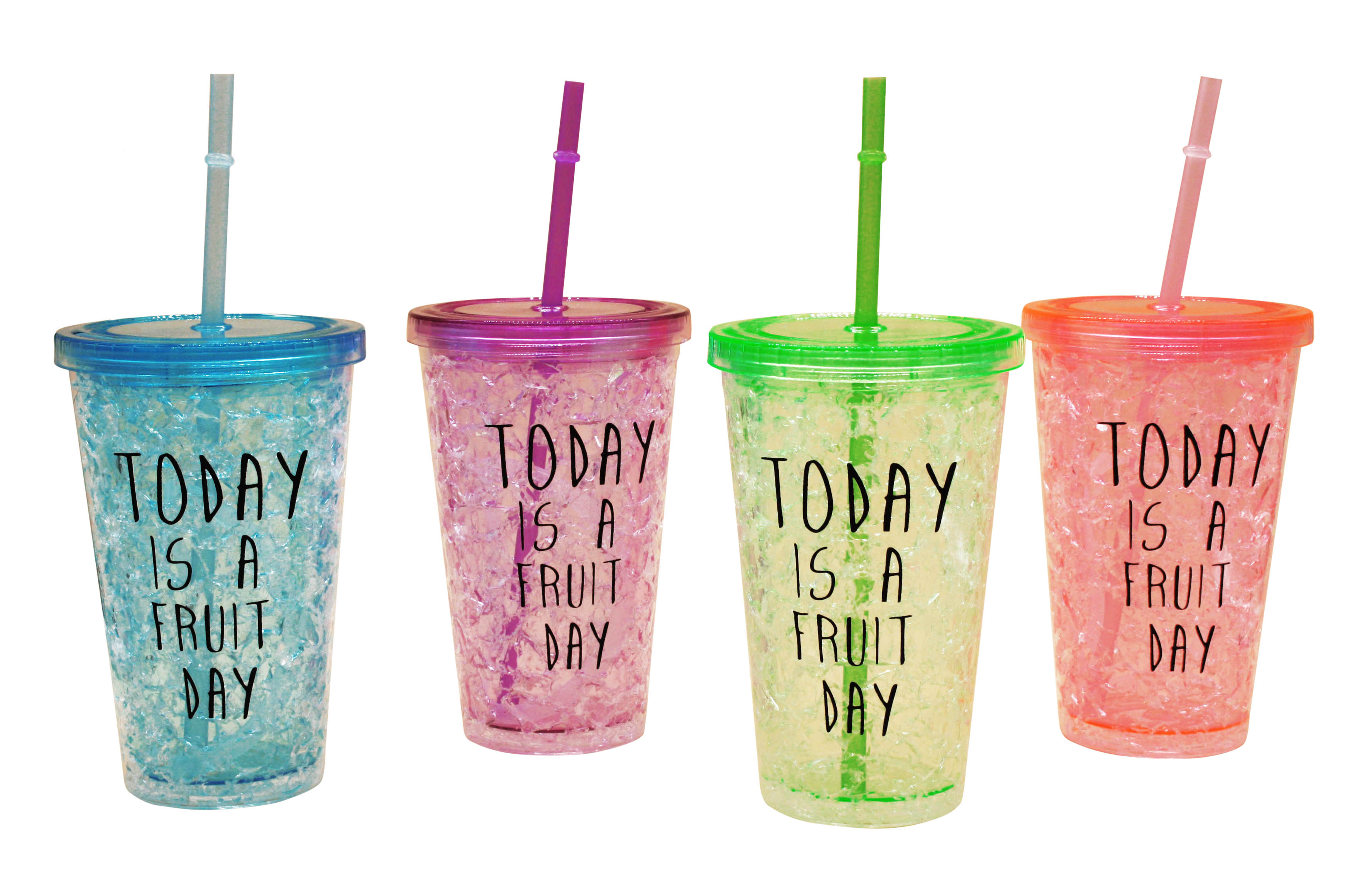 Склянка С-2 пластм. кольорові. з мал. кришкою та труб. 450мл (15,6*10)см