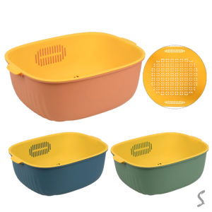 Миска-друшляк для миття овочів і фруктів 2в1 18*21см., R90353-18