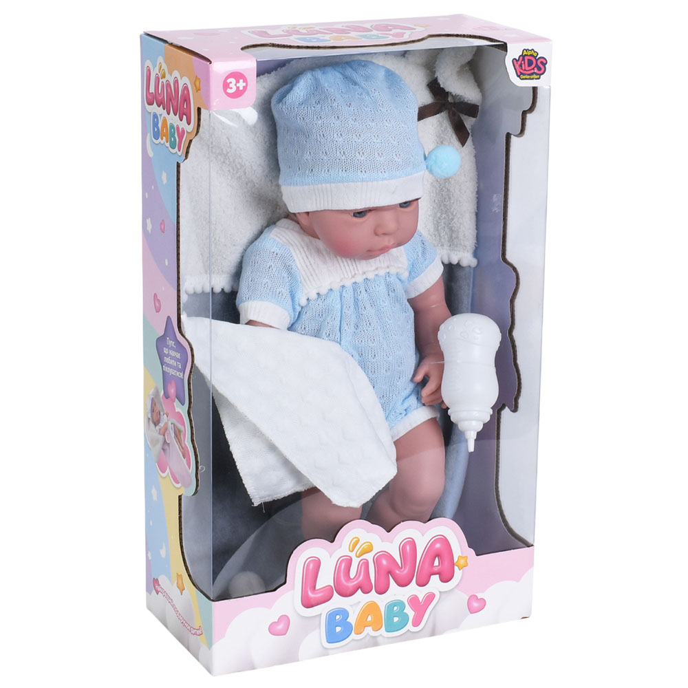 Пупс AKG-0005 пляшечка, ковдра, кор., 24,5-41,5-12,5 см.