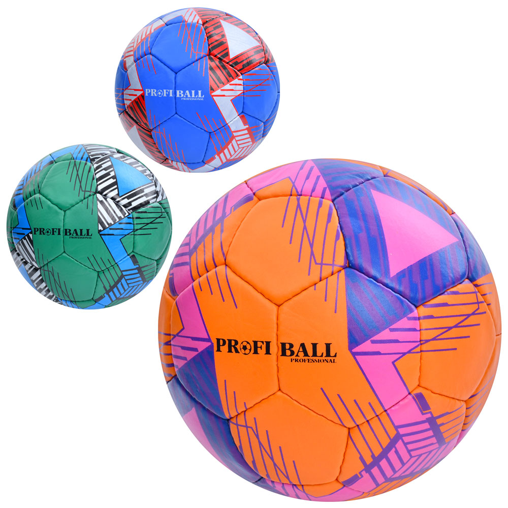 М'яч футбольний 2500-281 розмір5,ПУ1,4мм., ручна робота, 32 панелі, 400-420г., 3 кольори, кул.