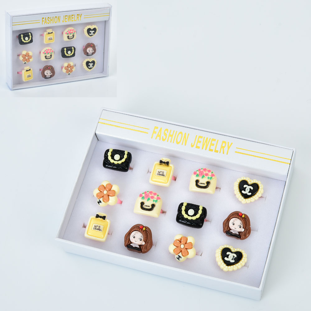 Каблучка YG0001 пласт., 12 шт. (6 видів) в диспл., 15,5-11-3 см.