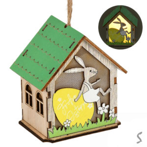 Лампа-ліхтар з підсвіт.великодній "Easter Bunny House" 8см (3 батарейки LR1130 вход. у компл.)R33819