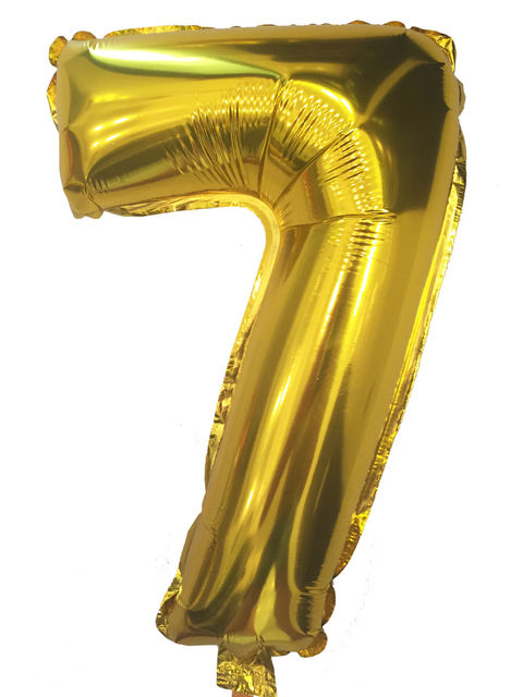 Фольгована кулька цифра "7" золото 35см Китай