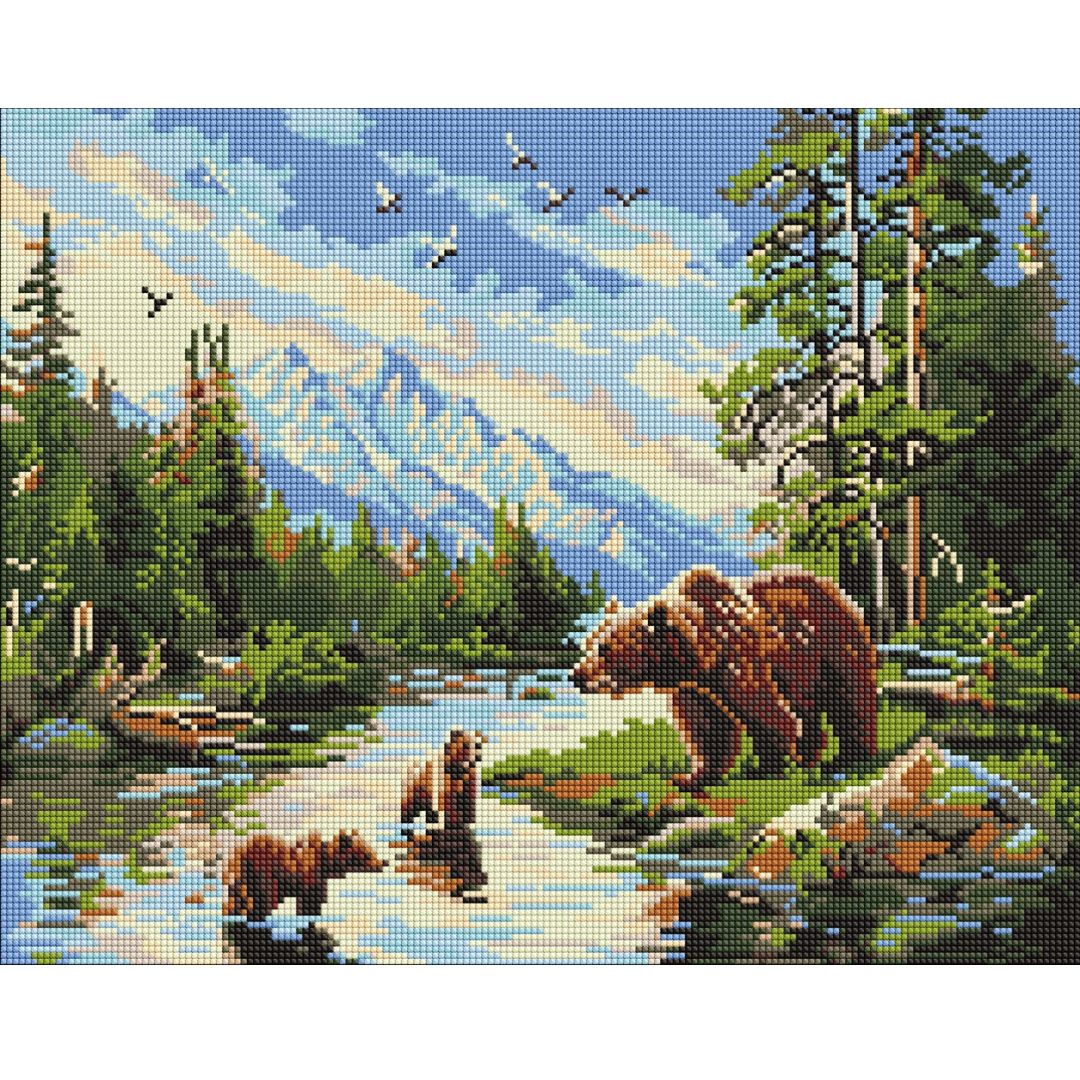 Набір з алмазною мозаїкою "Ведмедиця і ведмежата" 40х50см