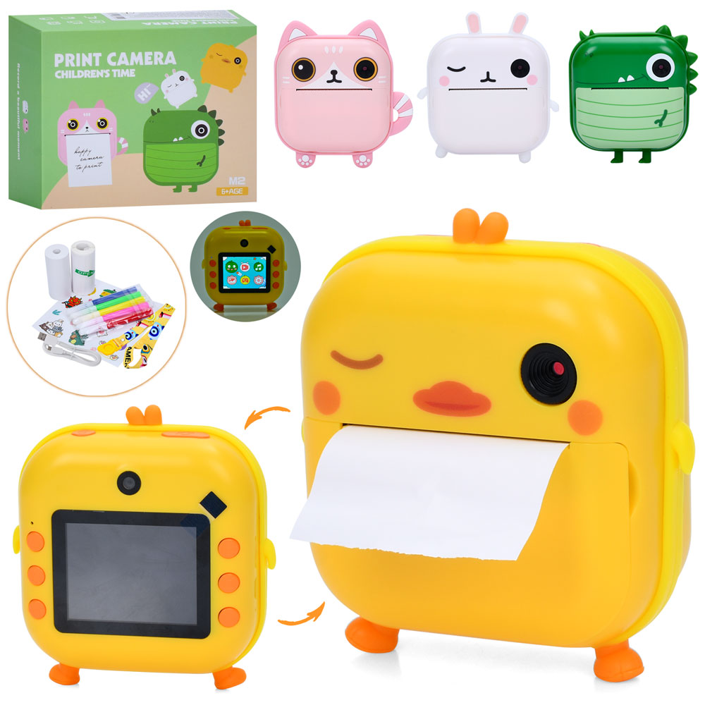 Фотоапарат M2 фото/відео, 2 камери,миттєвий друк,акум.,USB,папір,фломастери,наліпки,4види,кор.,14-12