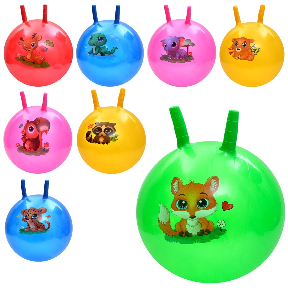 М'яч для фітнесу MS 4284 ріжки, 320г, 8 видів(тварина)/5 кольорів, 20-17-4 см.