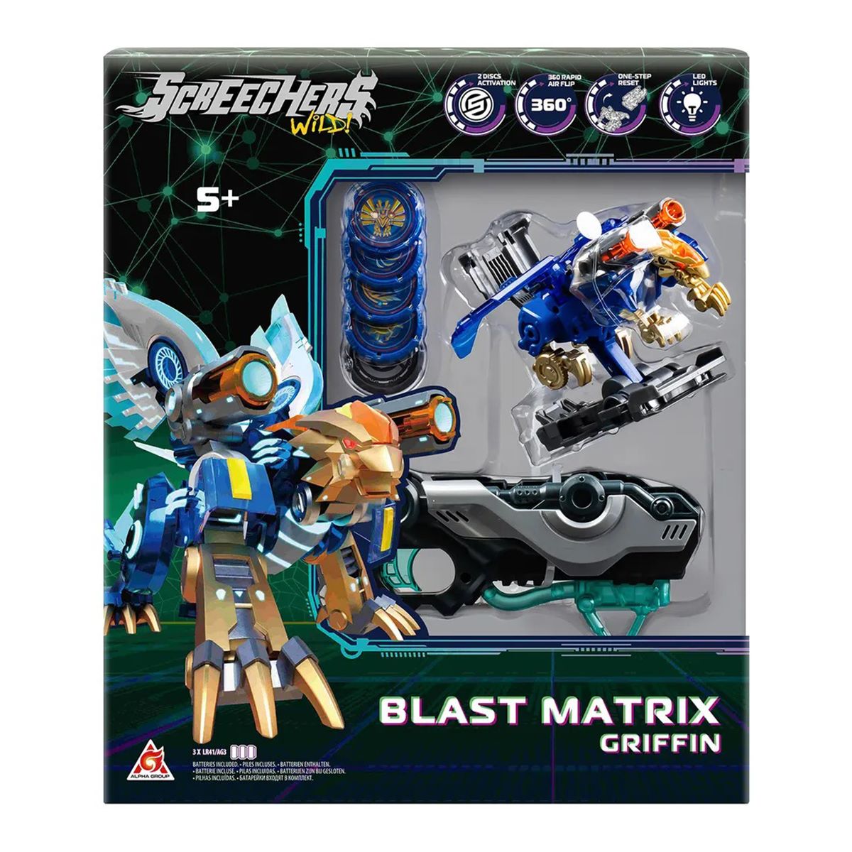Ігровий набір SCREECHERS WILD! S5 L2 – ГРІФІН (запускач-бластер, машинка-трансформер L2)