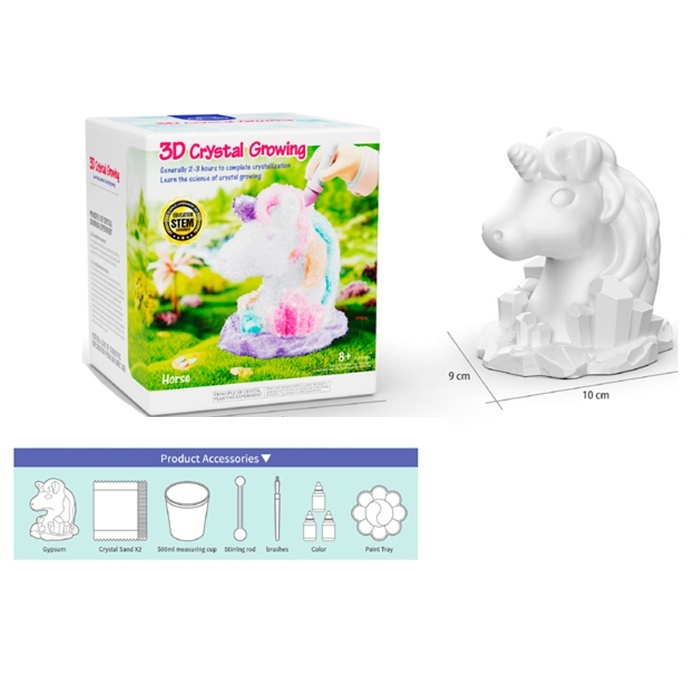 Набір для творчості G503 набір для вирощув. кристалів,фігурка-розмальовка,єдиноріг,кор.,10,5-12-10см