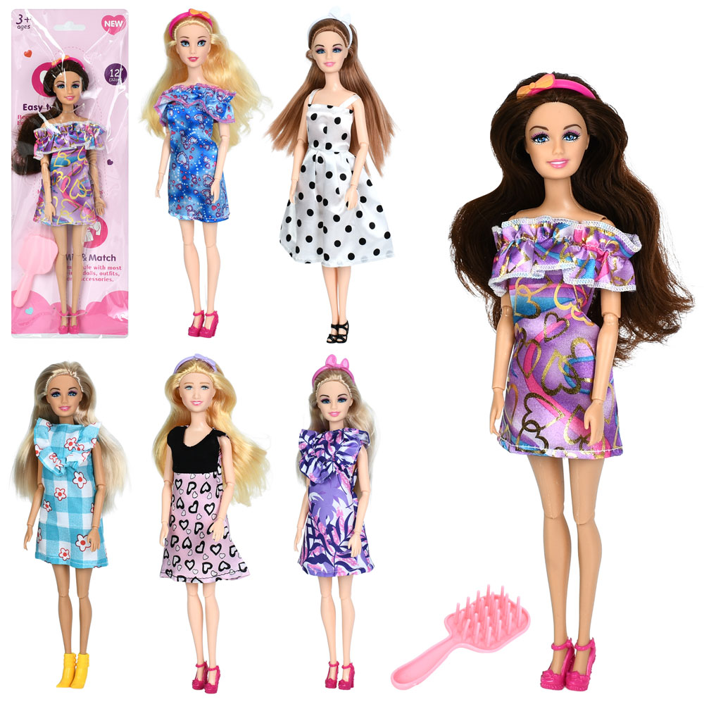 Лялька A813B-4-5-6-7-8-9 шарнірна, 6 видів, лист, кул., 13-36-4 см.