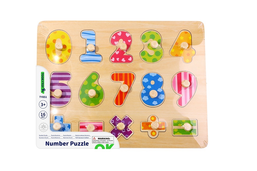 Дерев'яна іграшка TY851 рамка-вкладиш, з ручкою, цифри, кул., 30-22,5-3 см.