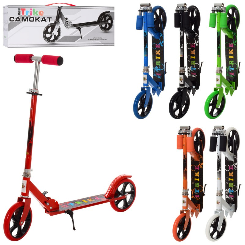 Самокат SR 2-010-4 сталь,2колесаПУ200мм,кермо75/98,5см,підн.46/11см,підст.,6кольорів, кор.