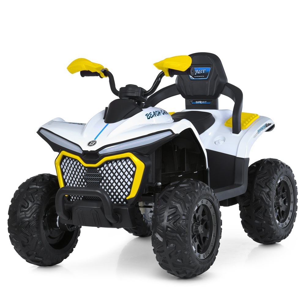Квадроцикл M 6222EBLR-1-6 (1шт) 2,4G р/к, 1*12V10AH, 4*35W, MP3, USB, TF, BLUETOOTH, EVA, шкіра, музика, світло, біло-жовтий