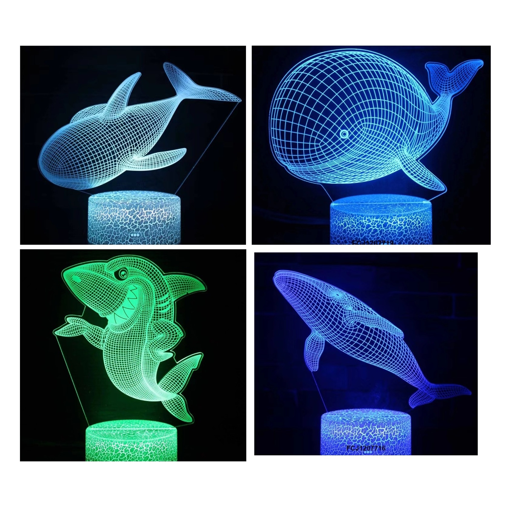 Нічник FG240822001Q 3D світильник,4 види (морські мешканці),USB,світло-різнокольор.,бат./мережа,кор.