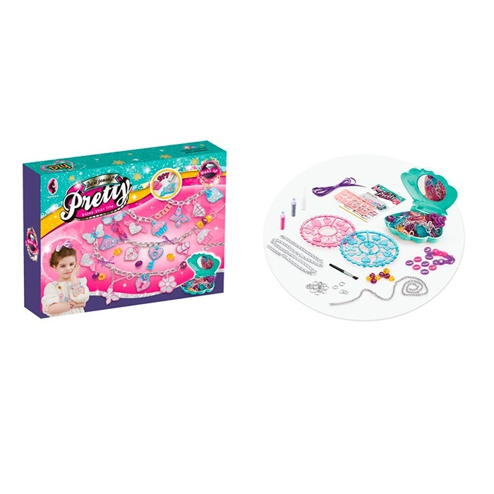 Набір для творчості YK6635 ланцюжки, намистини, блиск, клей, скринька-мушля, кор., 29-22,5-5,5 см.