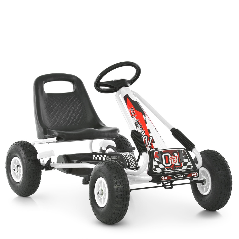 Карт M 0645(2)-1 жел,педальний,ручн.гальмо,надувн колеса,ланцюгова передача,рег.сидіння, білий