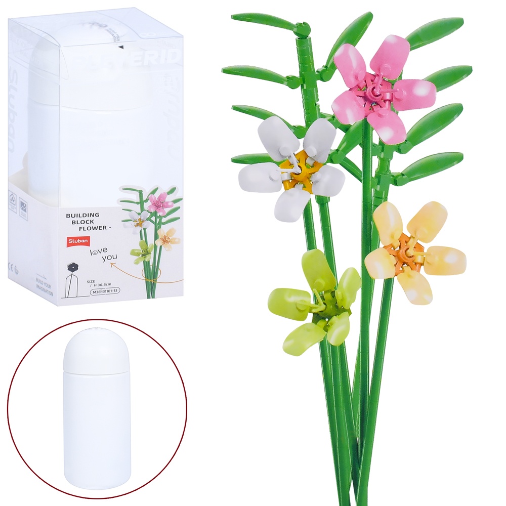 Конструктор SLUBAN M38-B1101-13 квіти, фрезія, колба, кор. (бліст.), 9,5-22-9,5 см.