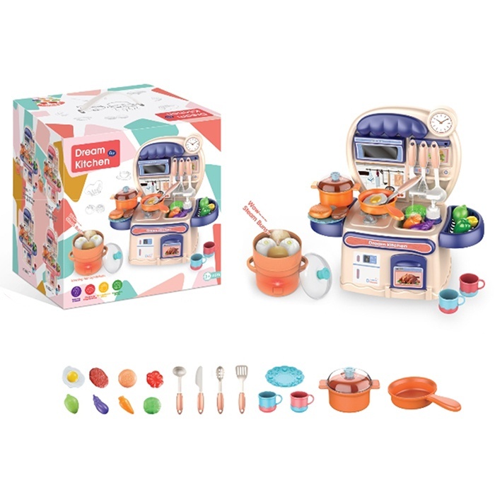 Кухня 999-1 плита, ллється вода (механіч.), посуд, продукти, 18пред.муз.,світло,бат.,кор.,26-25-22см