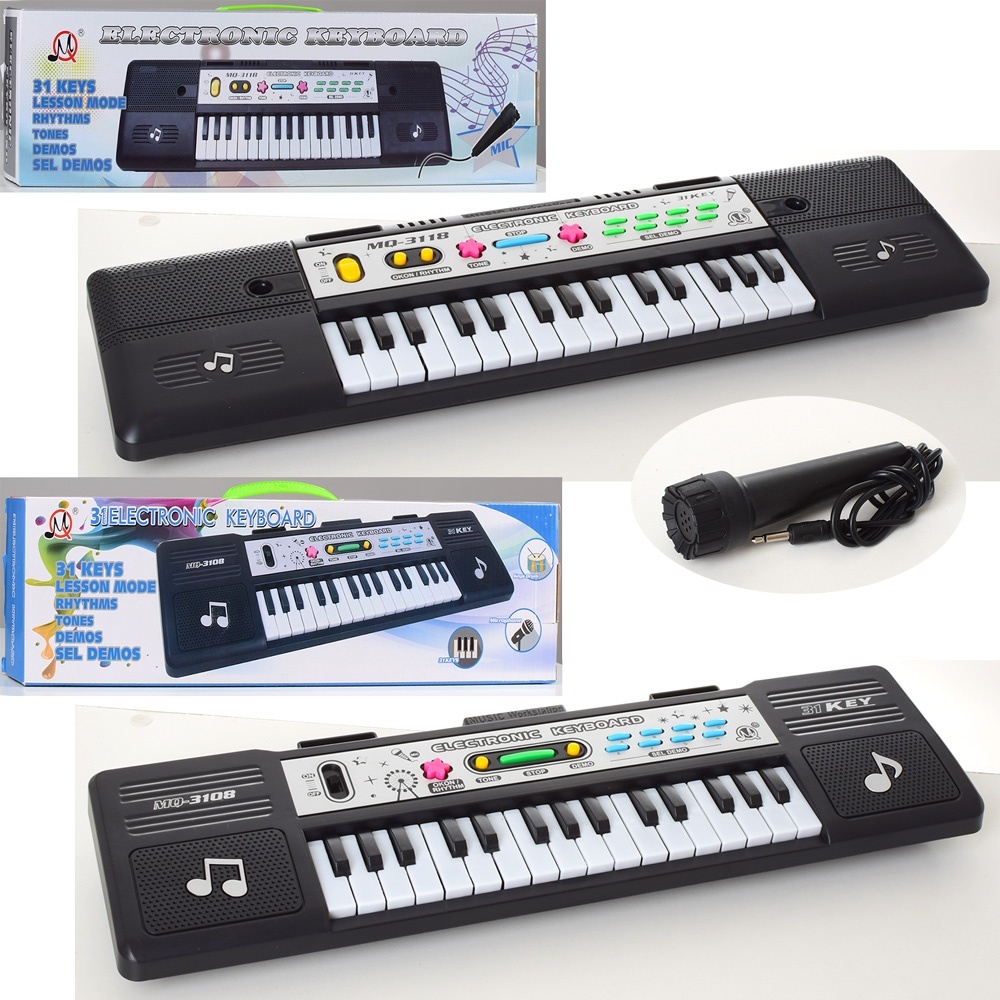 Синтезатор MQ3108-3118 42-12-4смсм, 31клавіша, мікрофон, демо, 2види, бат.,USB,кор.,45-12,5-5,5см
