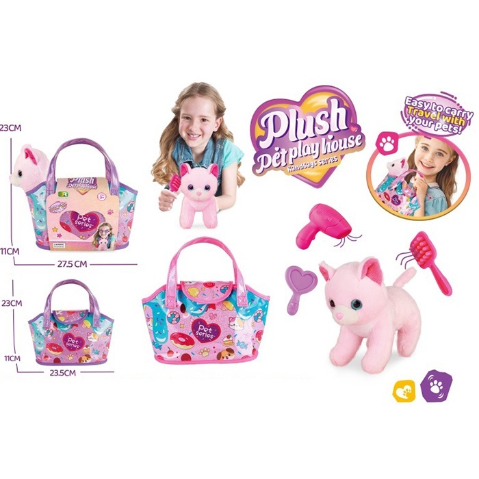 М'яка іграшка у сумочці DR5153 кошеня,набір грумера(фен,гребінець),окуляри,сумка,карт.обг.,23-20-11