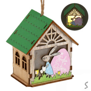 Лампа-ліхтар з підсвіт.великодній "Easter Bunny House" 8см (3 батарейки LR1130 вход, у компл.)R33820