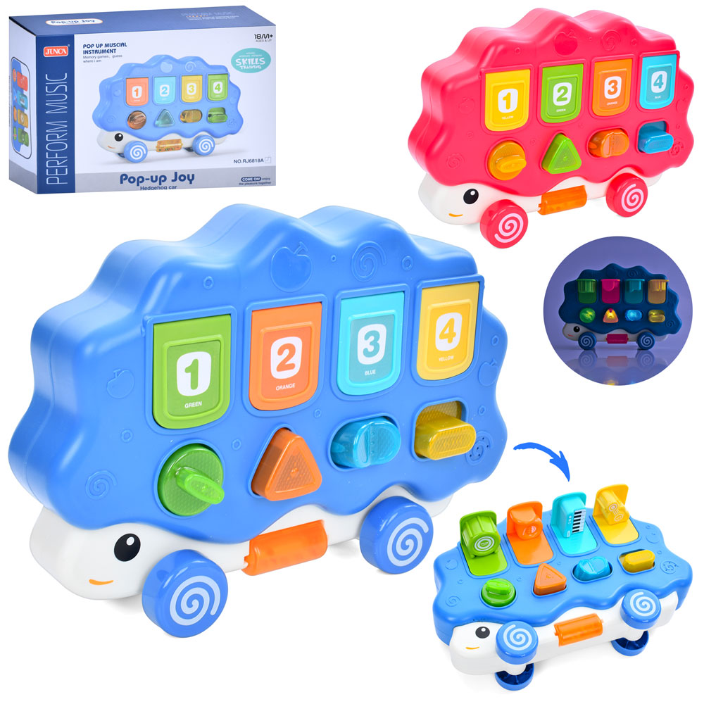 Гра RJ6818A-9A їжак, на колесах, pop-up, 2 режими, 2 кольори, муз., світло, бат., кор.,29,5-20,5-9см