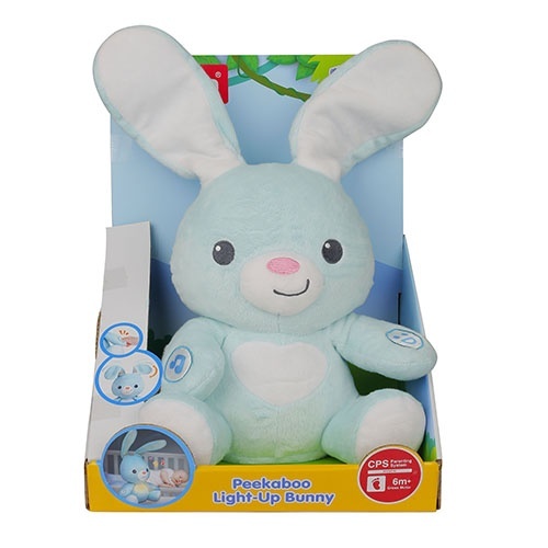 М'яка іграшка 0195-01 сенсорний зайчик, рухомі вуха, муз., бат., кор., 28-23-15 см.