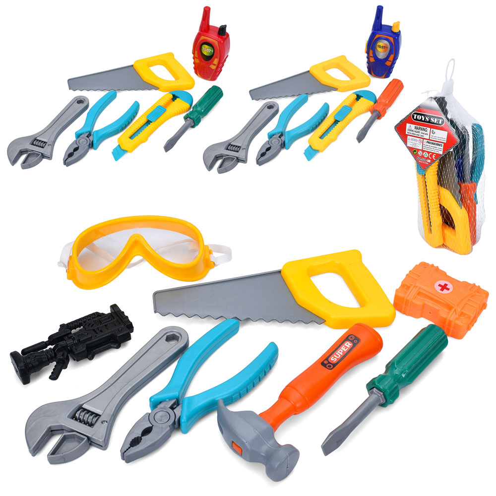 Набір інструментів 024-2-4 пила, викрутка,плоскогубці,гайк.ключ, 2 види(окуляри/рація)/мікс кольор.